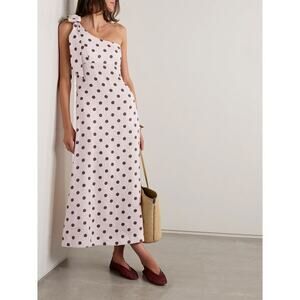 New With Tags ❤️Zimmermann Acacia Polka Dot One Shoulder Linen Midi Dress❤️